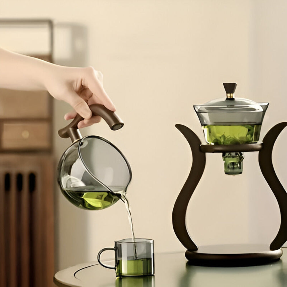 Glass Tea Drip Brewer with Wooden Stand and Magnetic Spout-Kitchen & Dining > Coffee & Tea-casanuva-casanuva