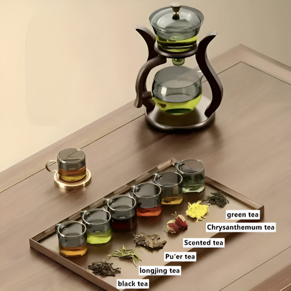 Glass Tea Drip Brewer with Wooden Stand and Magnetic Spout-Kitchen & Dining > Coffee & Tea-casanuva-casanuva