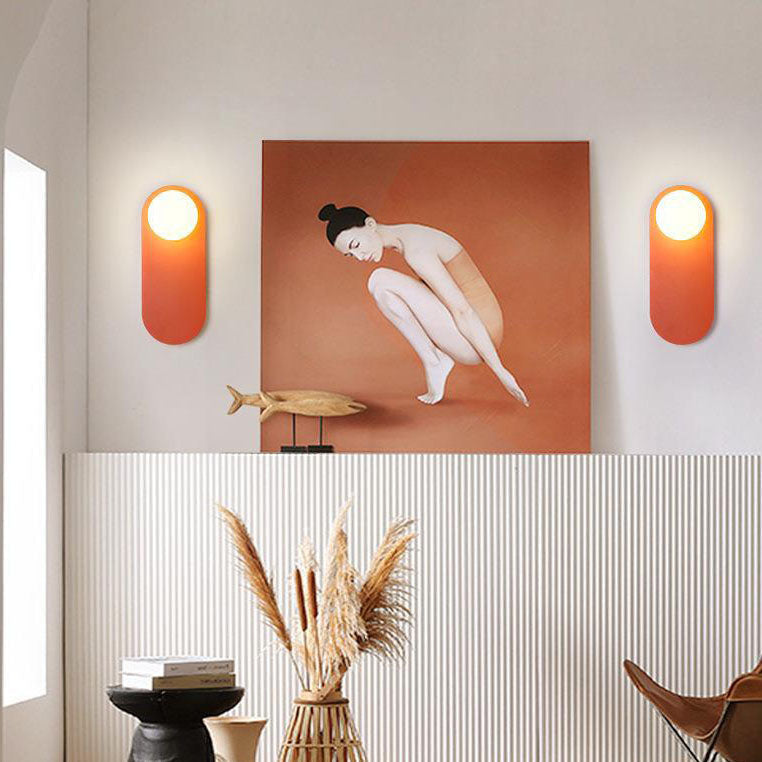 Glass Wall Sconce Lamp with Orange Ring 1-Light Nordic Minimalist Design-Lighting > Wall Lights-casanuva-casanuva