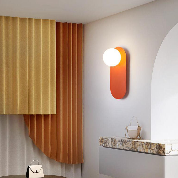 Glass Wall Sconce Lamp with Orange Ring 1-Light Nordic Minimalist Design-Lighting > Wall Lights-casanuva-casanuva