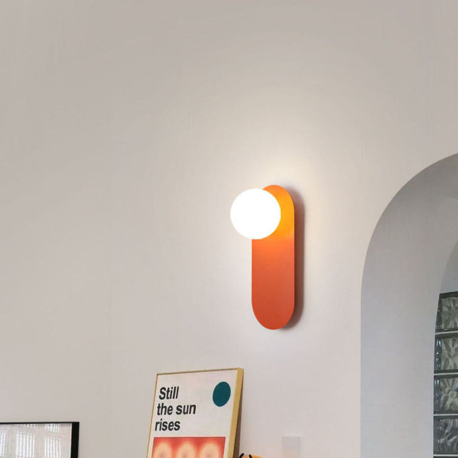Glass Wall Sconce Lamp with Orange Ring 1-Light Nordic Minimalist Design-Lighting > Wall Lights-casanuva-casanuva