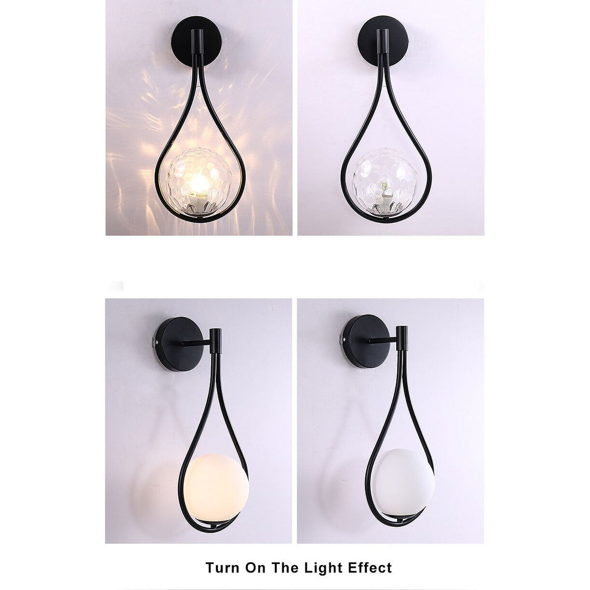Globe Water Drop Shape 1-Light Wall Sconce Lamp-Lighting > Wall Lights-casanuva-casanuva
