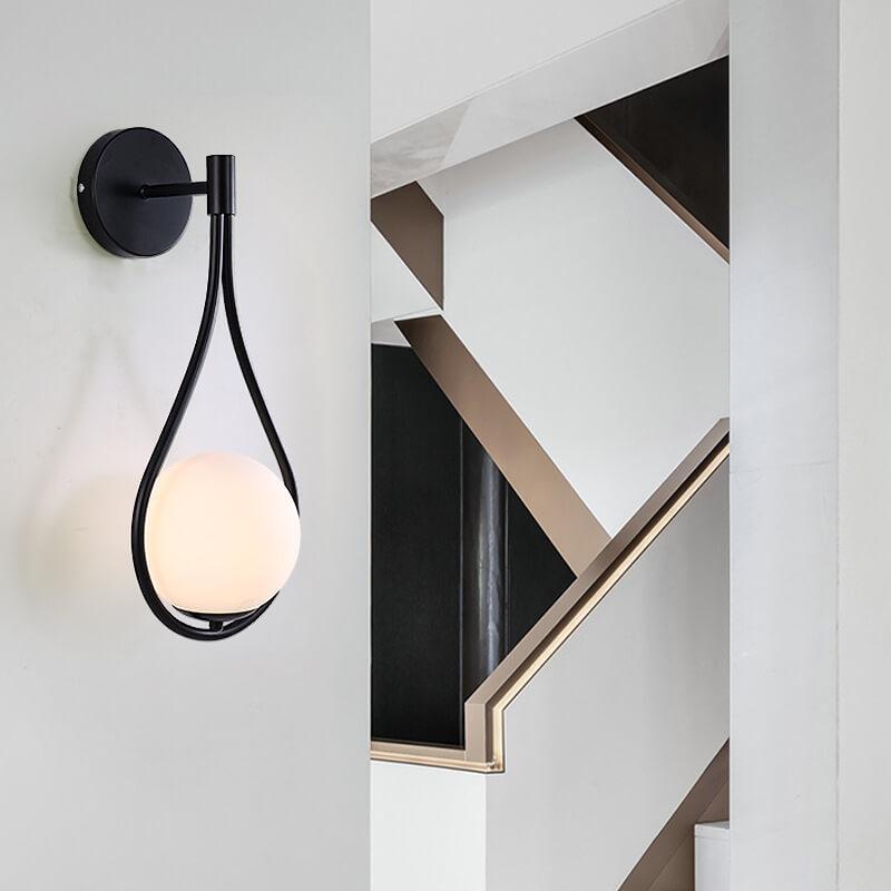 Globe Water Drop Shape 1-Light Wall Sconce Lamp-Lighting > Wall Lights-casanuva-Black-Normal-100V-120V-casanuva