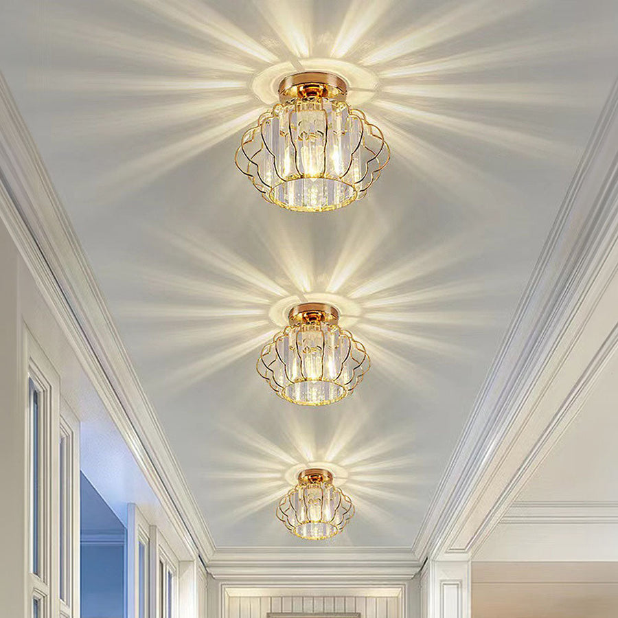 Gold Crystal Hallway Ceiling Light Fixture-Lighting > Ceiling Lights-casanuva-casanuva