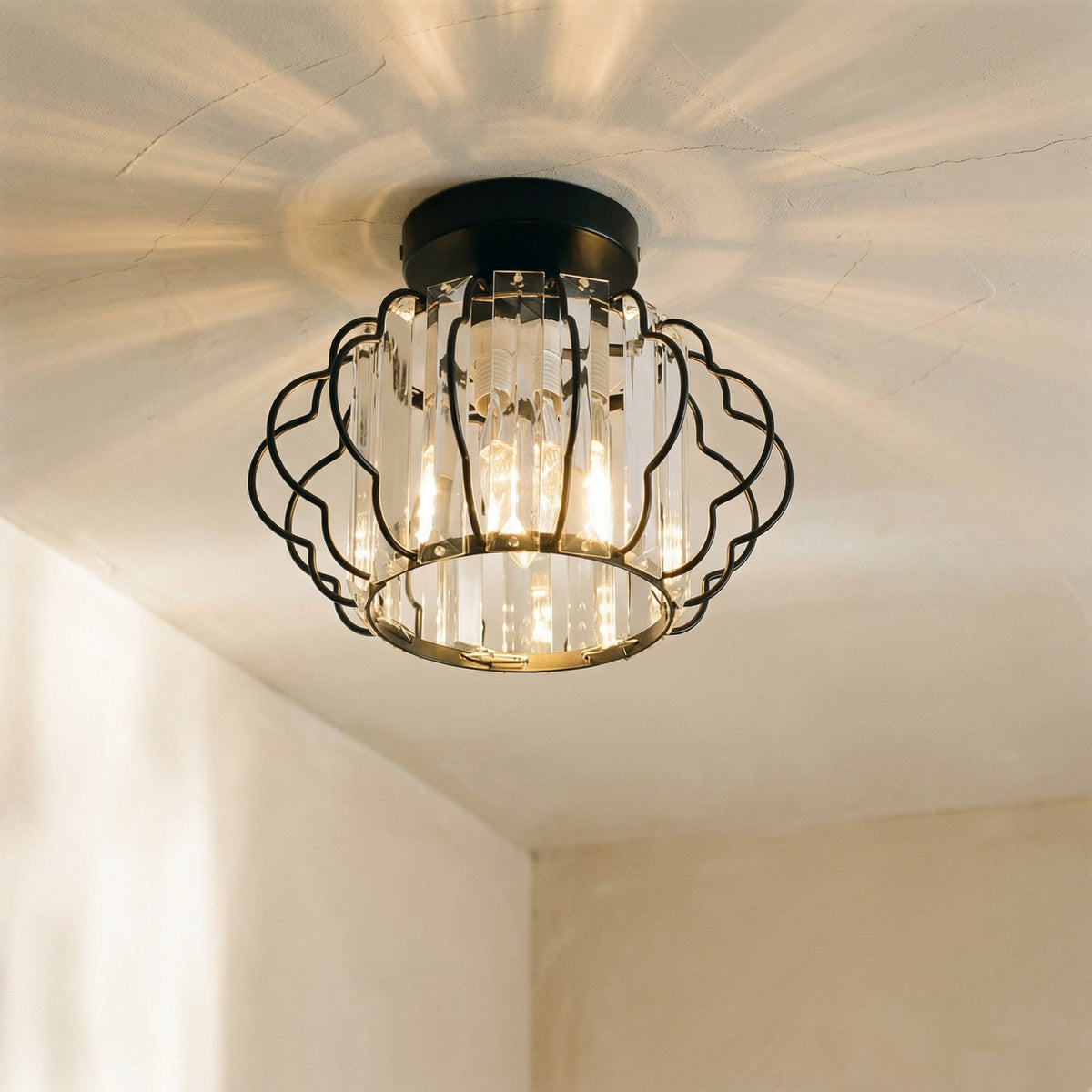 Gold Crystal Hallway Ceiling Light Fixture-Lighting > Ceiling Lights-casanuva-casanuva
