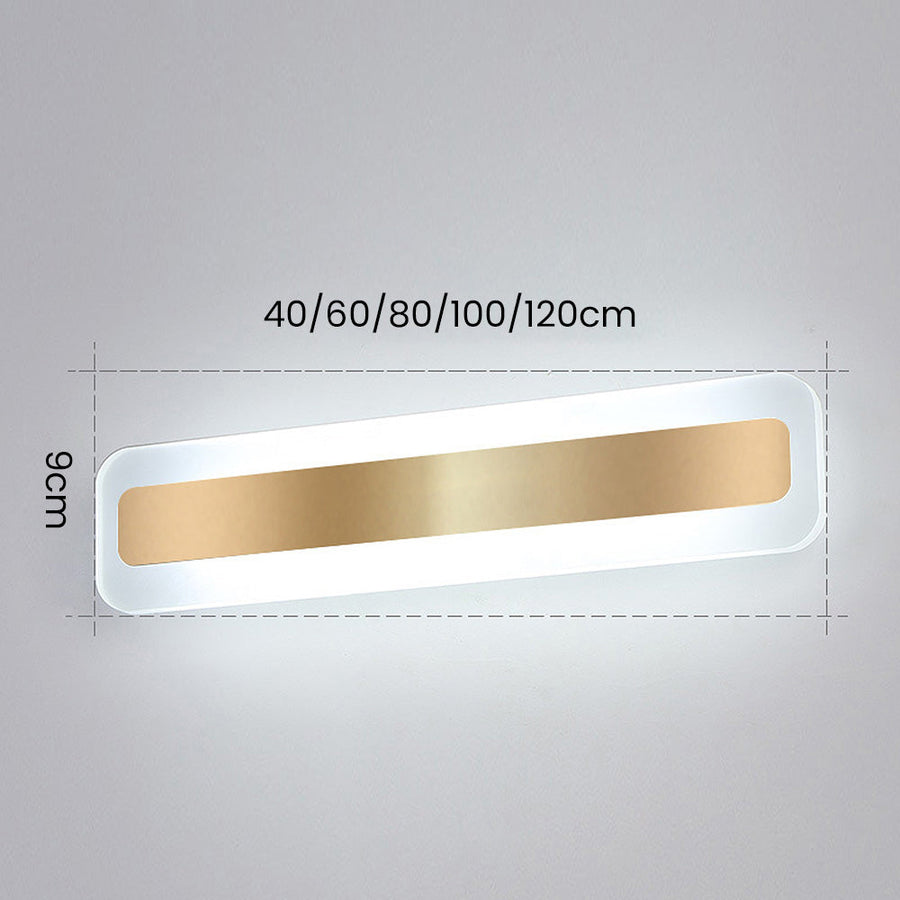 Gold Metal Long Bathroom Wall Mirror Light-Lighting > Wall Lights-casanuva-casanuva