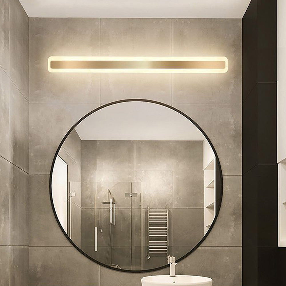 Gold Metal Long Bathroom Wall Mirror Light-Lighting > Wall Lights-casanuva-Gold-D100*H9CM-40W-3-Color (Switch)-casanuva