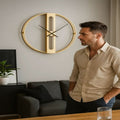 Gold and Black Metal Wall Clock 50cm-Home Decor > Clocks-casanuva-casanuva