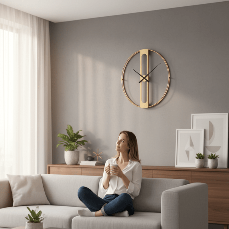 Gold and Black Metal Wall Clock 50cm-Home Decor > Clocks-casanuva-casanuva