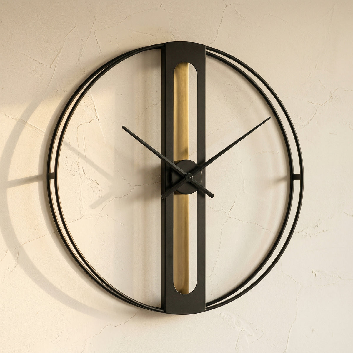 Gold and Black Metal Wall Clock 50cm-Home Decor > Clocks-casanuva-casanuva