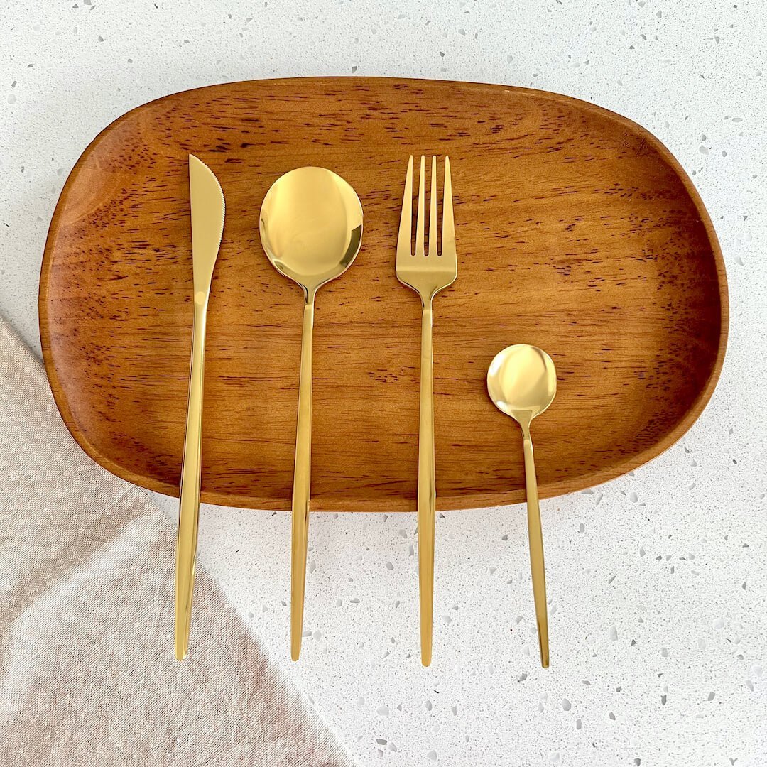 Golden Flatware Set 24 Pieces-Kitchen & Dining > Cutlery-casanuva-casanuva