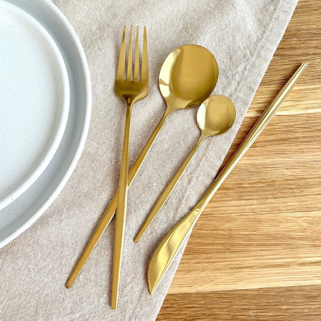 Golden Flatware Set 24 Pieces-Kitchen & Dining > Cutlery-casanuva-casanuva