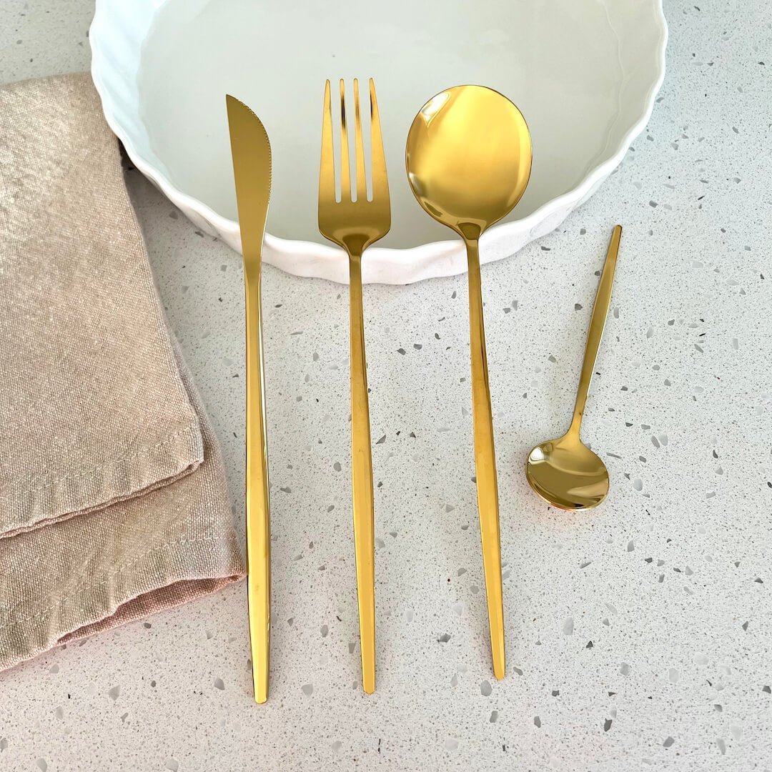 Golden Flatware Set 24 Pieces-Kitchen & Dining > Cutlery-casanuva-casanuva