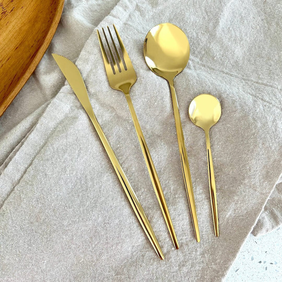 Golden Flatware Set 24 Pieces-Kitchen & Dining > Cutlery-casanuva-casanuva