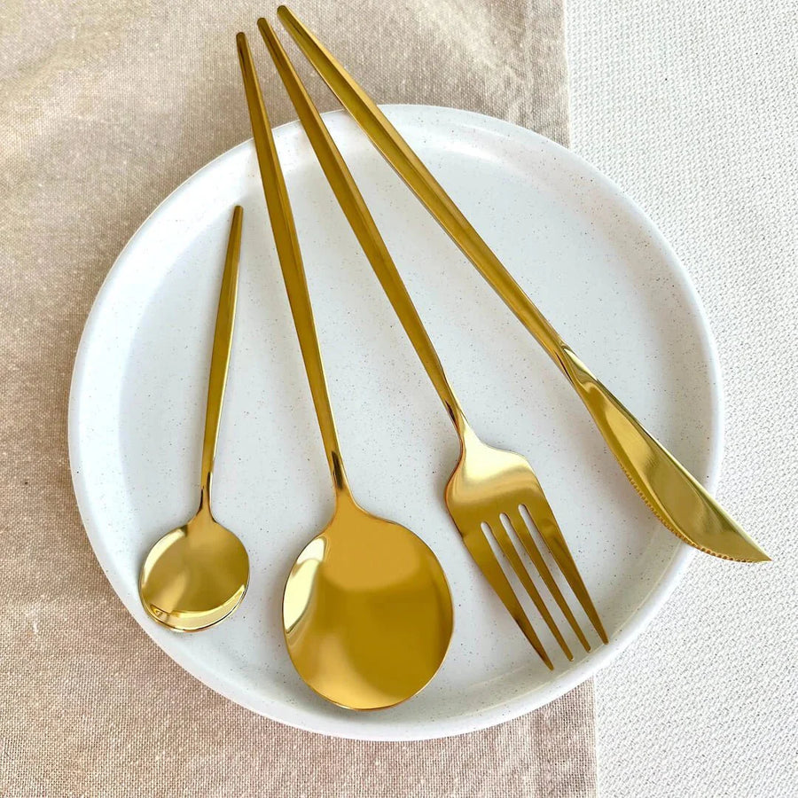 Golden Flatware Set 24 Pieces-Kitchen & Dining > Cutlery-casanuva-casanuva