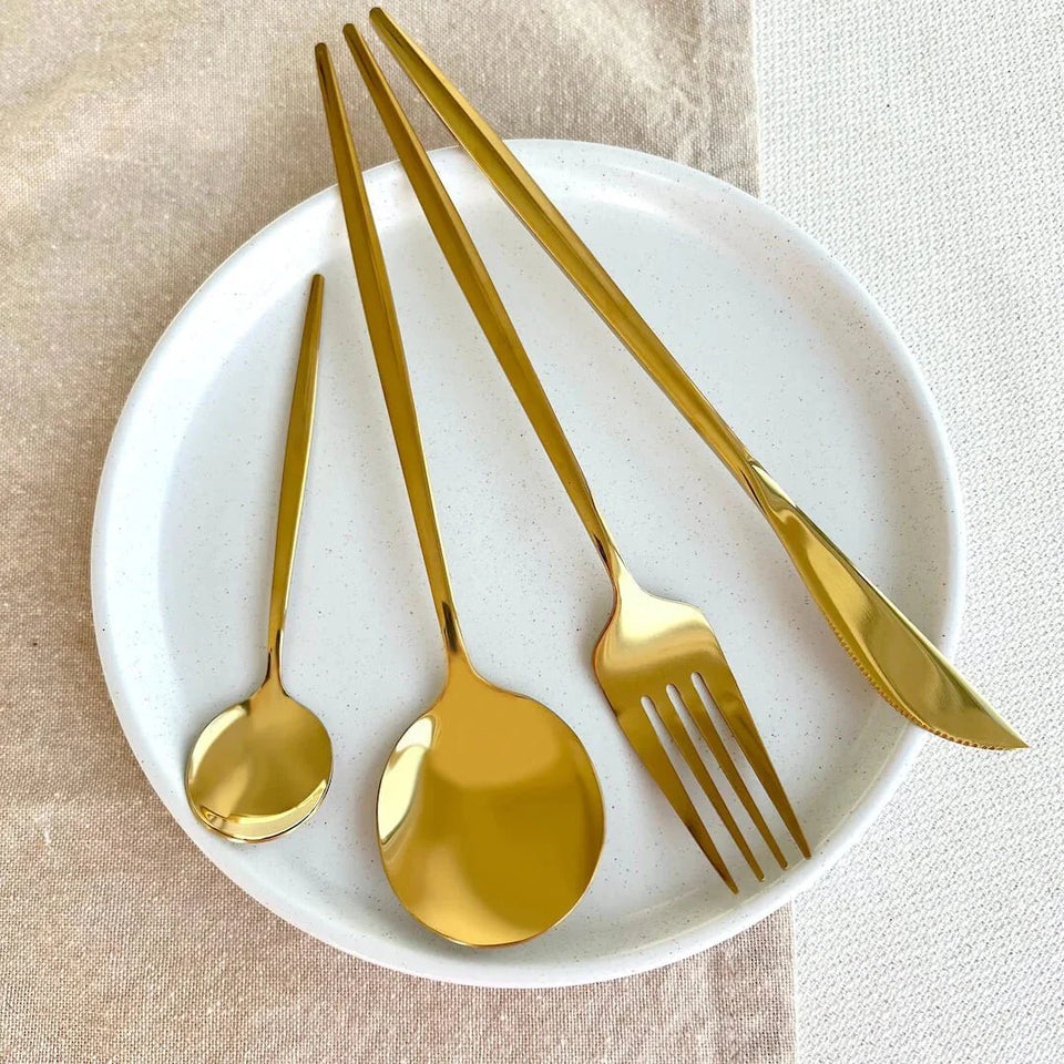 Golden Flatware Set 24 Pieces-Kitchen & Dining > Cutlery-casanuva-casanuva