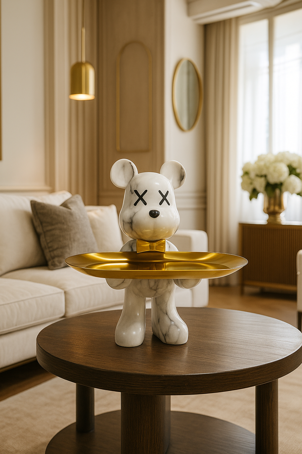 Graffiti Bear Ornament with Gold Tray Tabletop Figure-Home Decor > Figurines-casanuva-casanuva