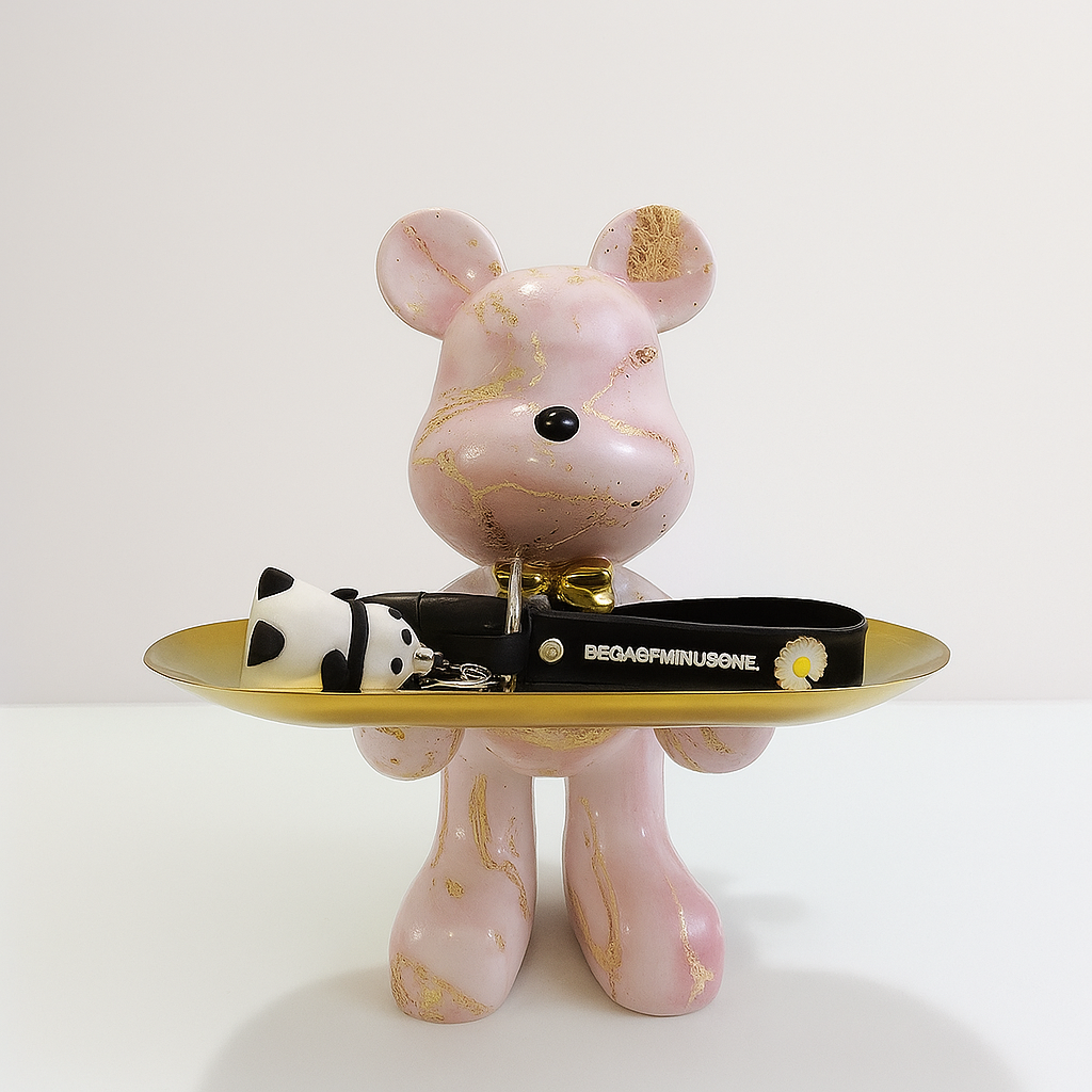 Graffiti Bear Ornament with Gold Tray Tabletop Figure-Home Decor > Figurines-casanuva-casanuva
