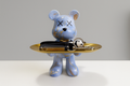 Graffiti Bear Ornament with Gold Tray Tabletop Figure-Home Decor > Figurines-casanuva-Blue-L 10x12x21cm-casanuva