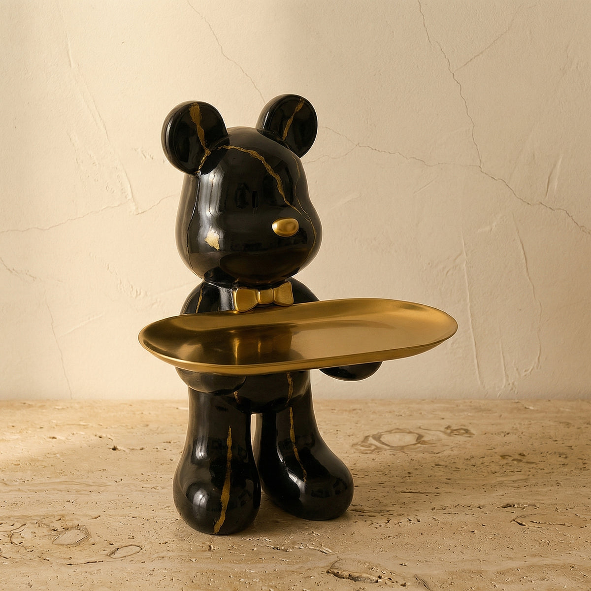 Graffiti Bear Ornament with Gold Tray Tabletop Figure-Home Decor > Figurines-casanuva-casanuva