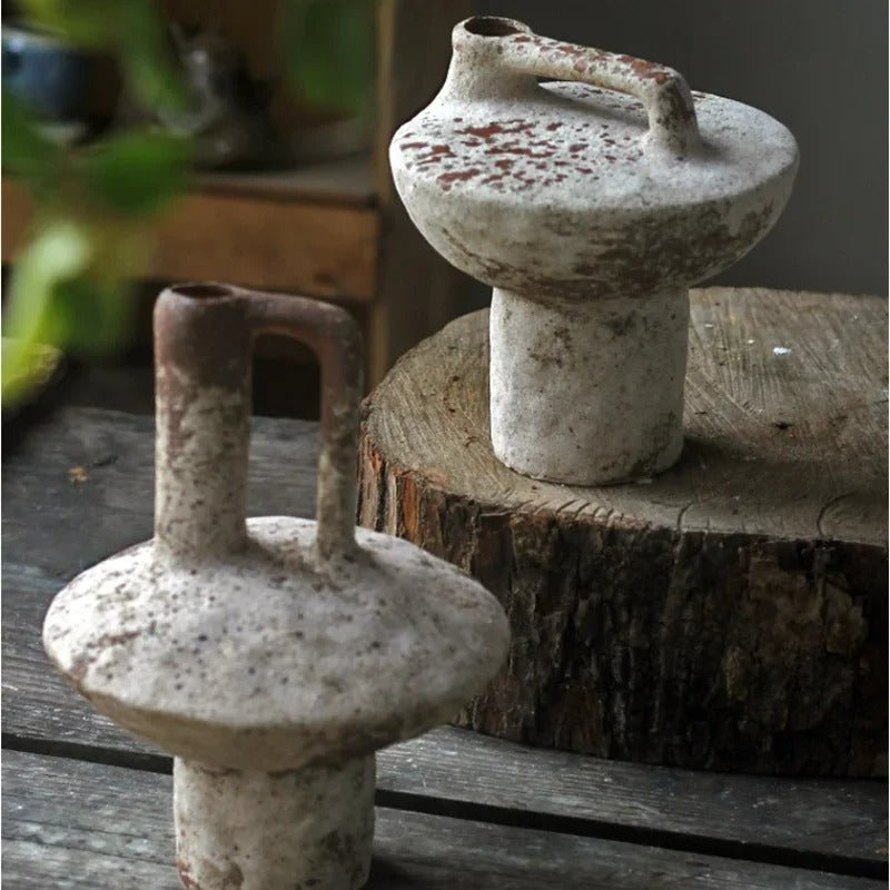 Handcrafted Ceramic Vase Wabi-Sabi Timeworn Design-Home Decor > Vases-casanuva-casanuva
