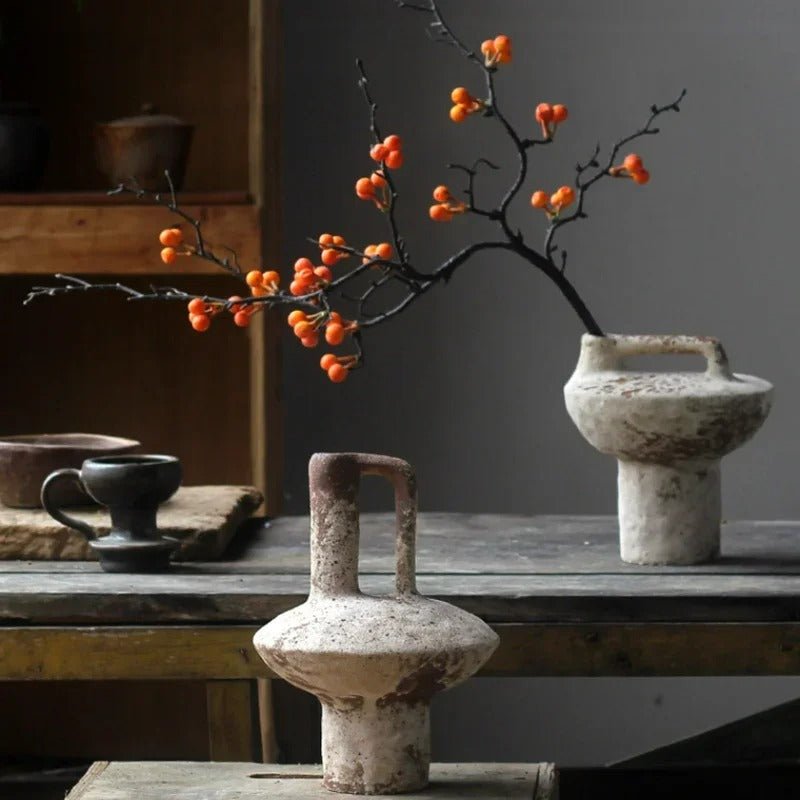 Handcrafted Ceramic Vase Wabi-Sabi Timeworn Design-Home Decor > Vases-casanuva-casanuva