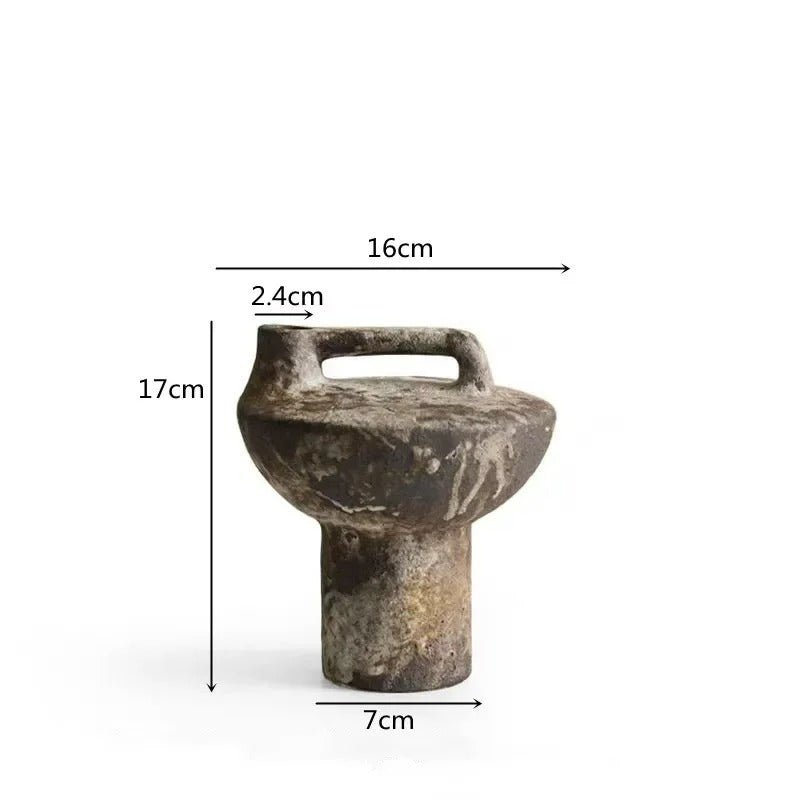 Handcrafted Ceramic Vase Wabi-Sabi Timeworn Design-Home Decor > Vases-casanuva-Small-casanuva