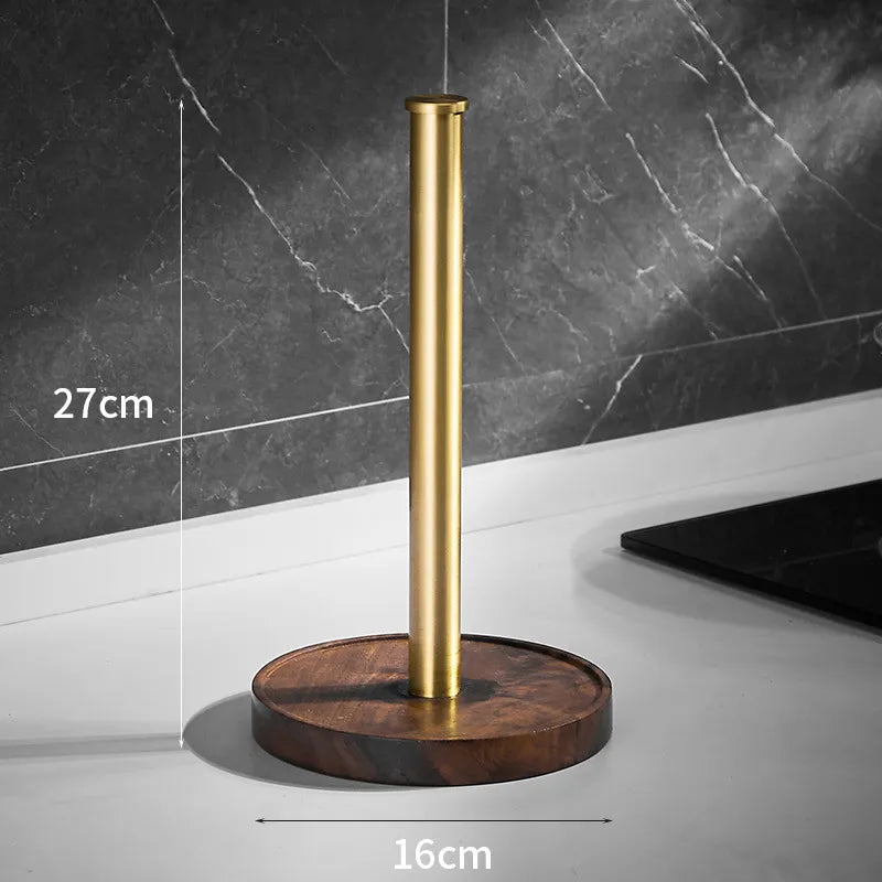 Handcrafted Wooden Paper Towel Holder-Bedding & Bath > Bathroom Accessories-casanuva-Brass-casanuva