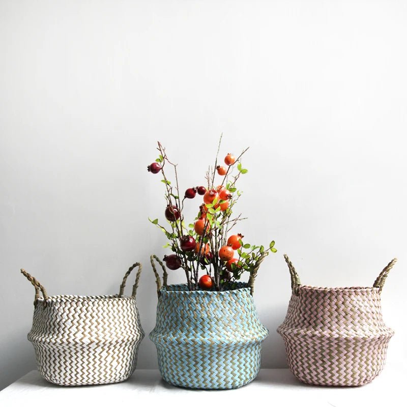 Handmade Boho Willow Foldable Plant Basket-Home Decor > Decorative Accessories-casanuva-casanuva