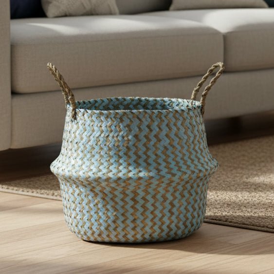 Handmade Boho Willow Foldable Plant Basket-Home Decor > Decorative Accessories-casanuva-Blue-22cmX20cm-casanuva