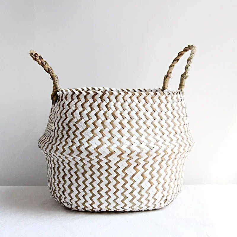 Handmade Boho Willow Foldable Plant Basket-Home Decor > Decorative Accessories-casanuva-White-22cmX20cm-casanuva