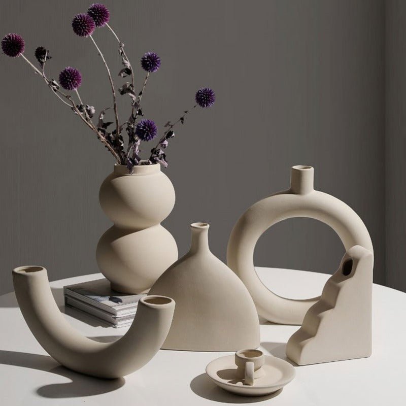 Handmade Ceramic Vase and Candle Holders Set-Home Decor > Candle Holders-casanuva-casanuva