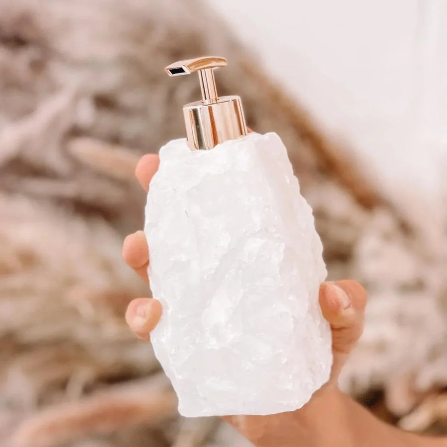 Handmade Soap Dispenser with Natural Crystal Design-Bedding & Bath > Bathroom Accessories-casanuva-White Quartz-casanuva