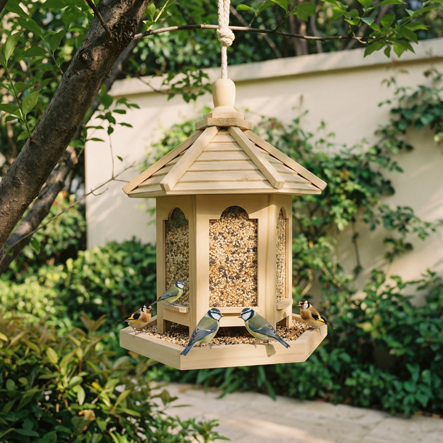 Handmade Wooden Birdhouse with Integrated Water System-Home Decor > Decorative Accessories-casanuva-casanuva