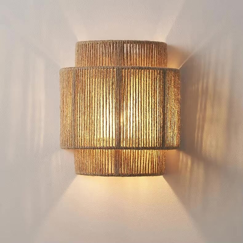 Handwoven Rattan Bamboo Wall Light Fixture-Lighting > Wall Lights-casanuva-casanuva