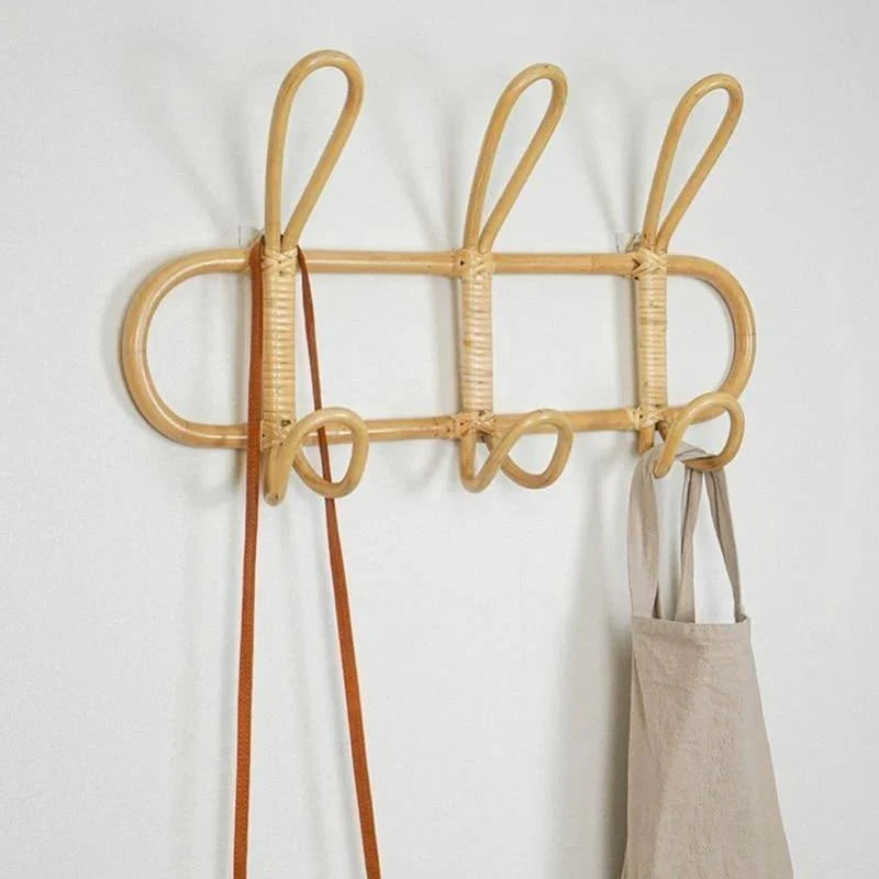 Handwoven Rattan Wall Hooks Set of Three for Stylish Organization-Bedding & Bath > Bathroom Accessories-casanuva-casanuva