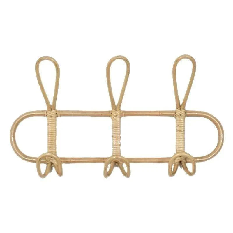 Handwoven Rattan Wall Hooks Set of Three for Stylish Organization-Bedding & Bath > Bathroom Accessories-casanuva-casanuva