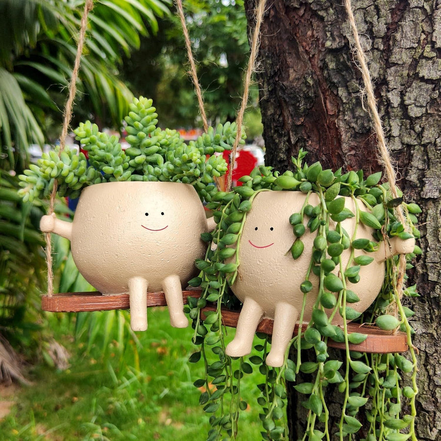 Hanging Resin Smiley Flower Pot for Balcony and Garden-Home Decor > Decorative Accessories-casanuva-casanuva