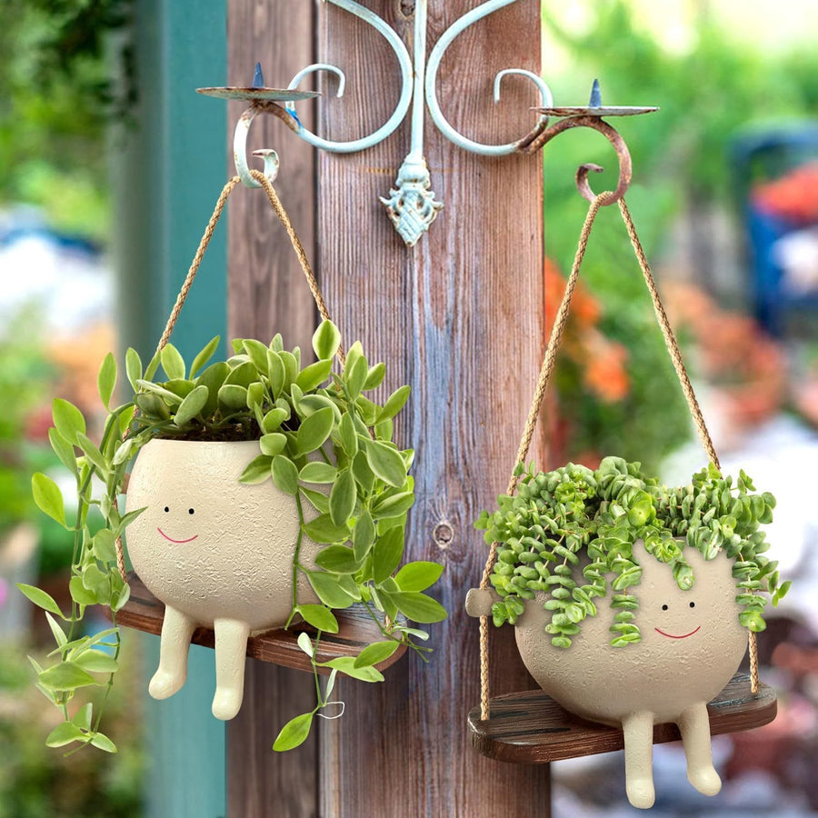 Hanging Resin Smiley Flower Pot for Balcony and Garden-Home Decor > Decorative Accessories-casanuva-casanuva
