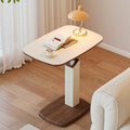 Height-Adjustable Swivel Side Table Saddle Leather Medium-Density Fiberboard Rectangular-Furniture > Side Tables-casanuva-casanuva