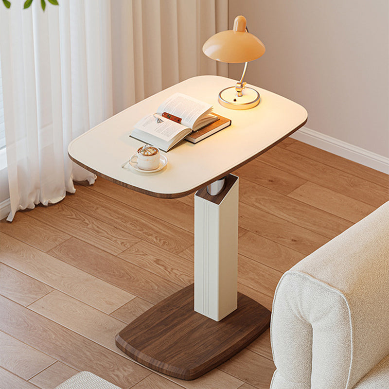 Height-Adjustable Swivel Side Table Saddle Leather Medium-Density Fiberboard Rectangular-Furniture > Side Tables-casanuva-casanuva