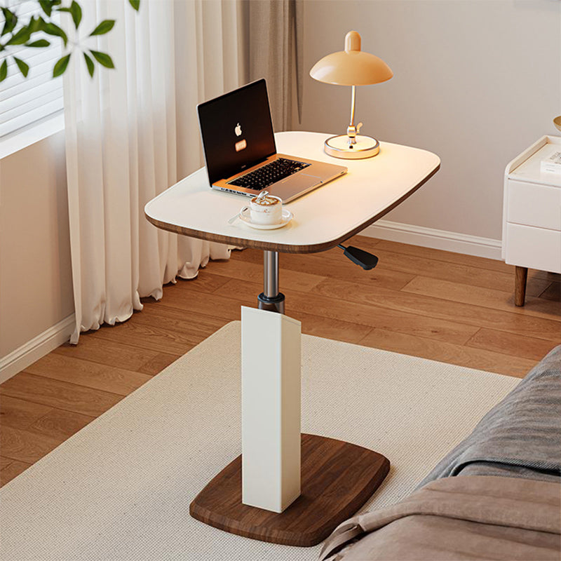 Height-Adjustable Swivel Side Table Saddle Leather Medium-Density Fiberboard Rectangular-Furniture > Side Tables-casanuva-casanuva