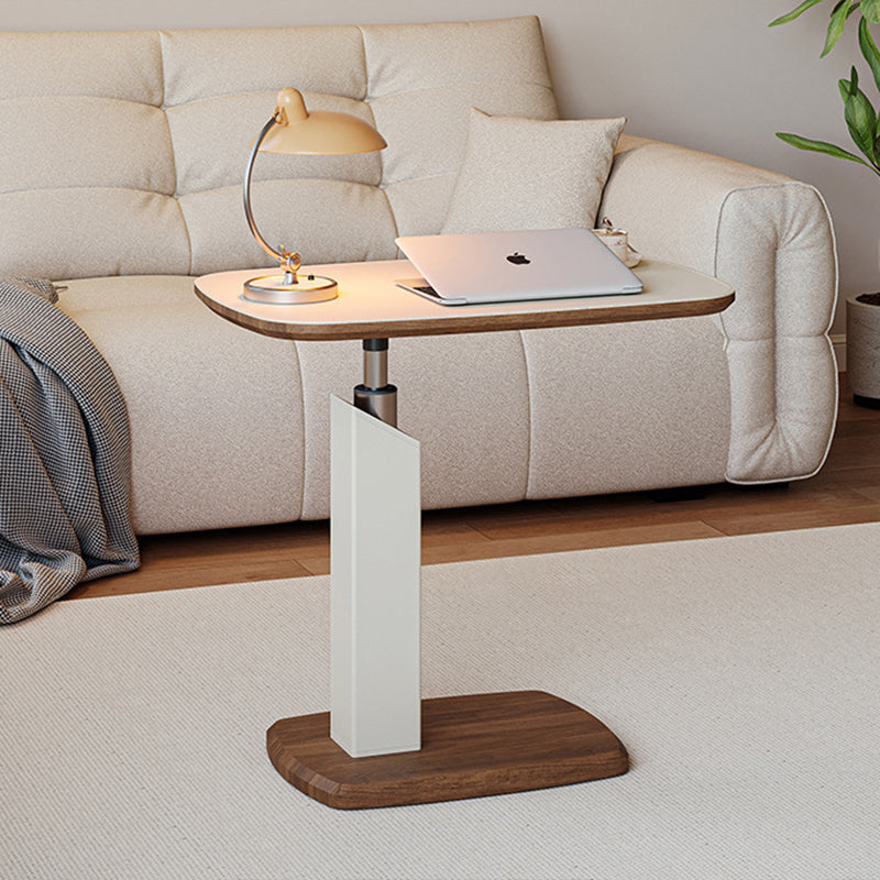 Height-Adjustable Swivel Side Table Saddle Leather Medium-Density Fiberboard Rectangular-Furniture > Side Tables-casanuva-casanuva