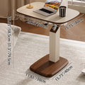 Height-Adjustable Swivel Side Table Saddle Leather Medium-Density Fiberboard Rectangular-Furniture > Side Tables-casanuva-casanuva