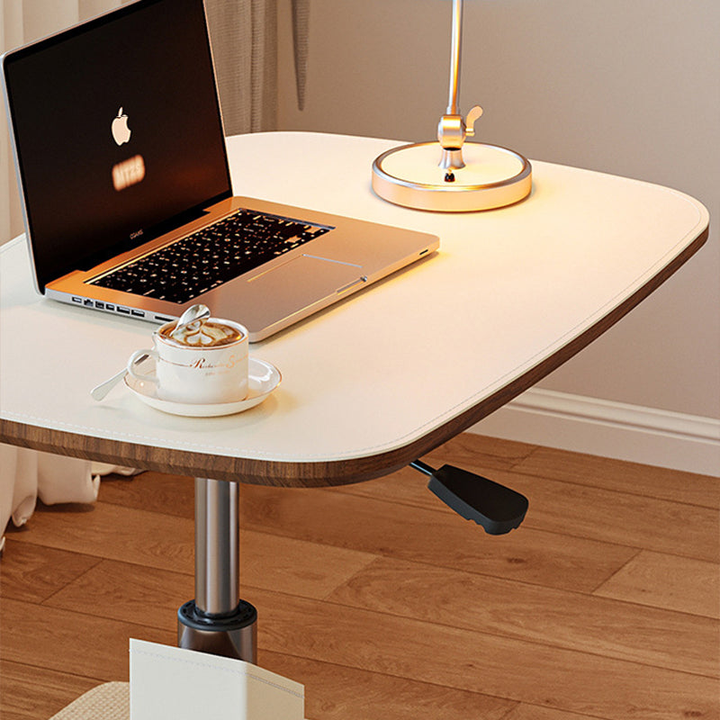 Height-Adjustable Swivel Side Table Saddle Leather Medium-Density Fiberboard Rectangular-Furniture > Side Tables-casanuva-casanuva