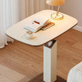 Height-Adjustable Swivel Side Table Saddle Leather Medium-Density Fiberboard Rectangular-Furniture > Side Tables-casanuva-casanuva