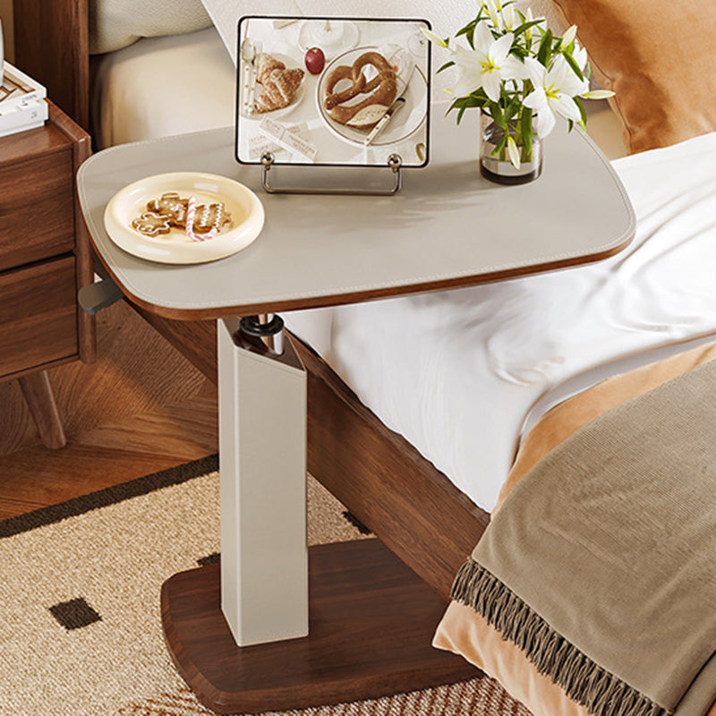 Height-Adjustable Swivel Side Table Saddle Leather Medium-Density Fiberboard Rectangular-Furniture > Side Tables-casanuva-casanuva