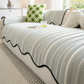 Herringbone Scallop Edge Sofa Cover-Covers & Textiles > Sofa Covers-casanuva-Noir Edge-35"x28"-casanuva