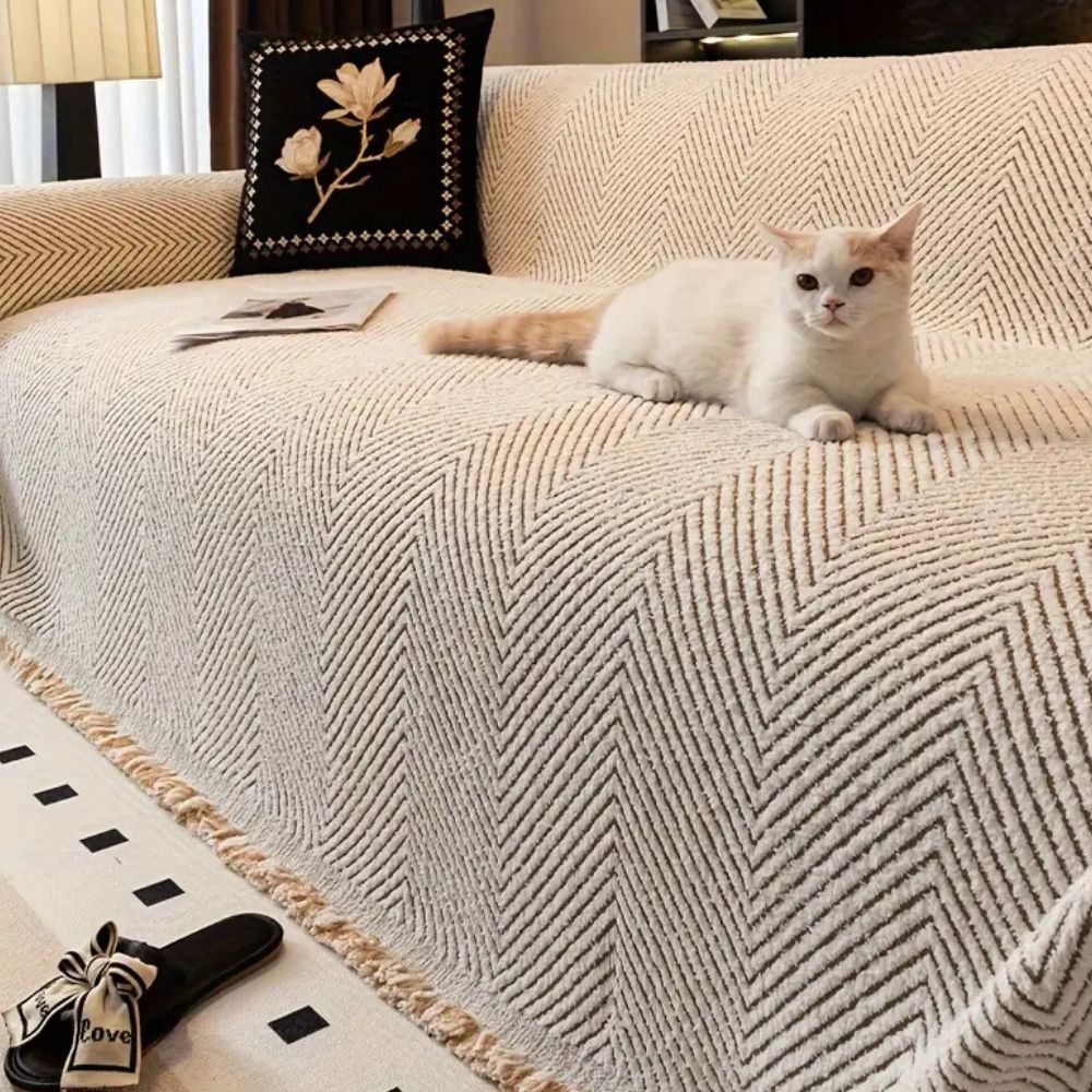 Herringbone Sofa Cover Washable Stretch Fabric-Covers & Textiles > Sofa Covers-casanuva-casanuva