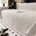 Herringbone Sofa Cover Washable Stretch Fabric-Covers & Textiles > Sofa Covers-casanuva-Ivory Sand-71"x71"-casanuva